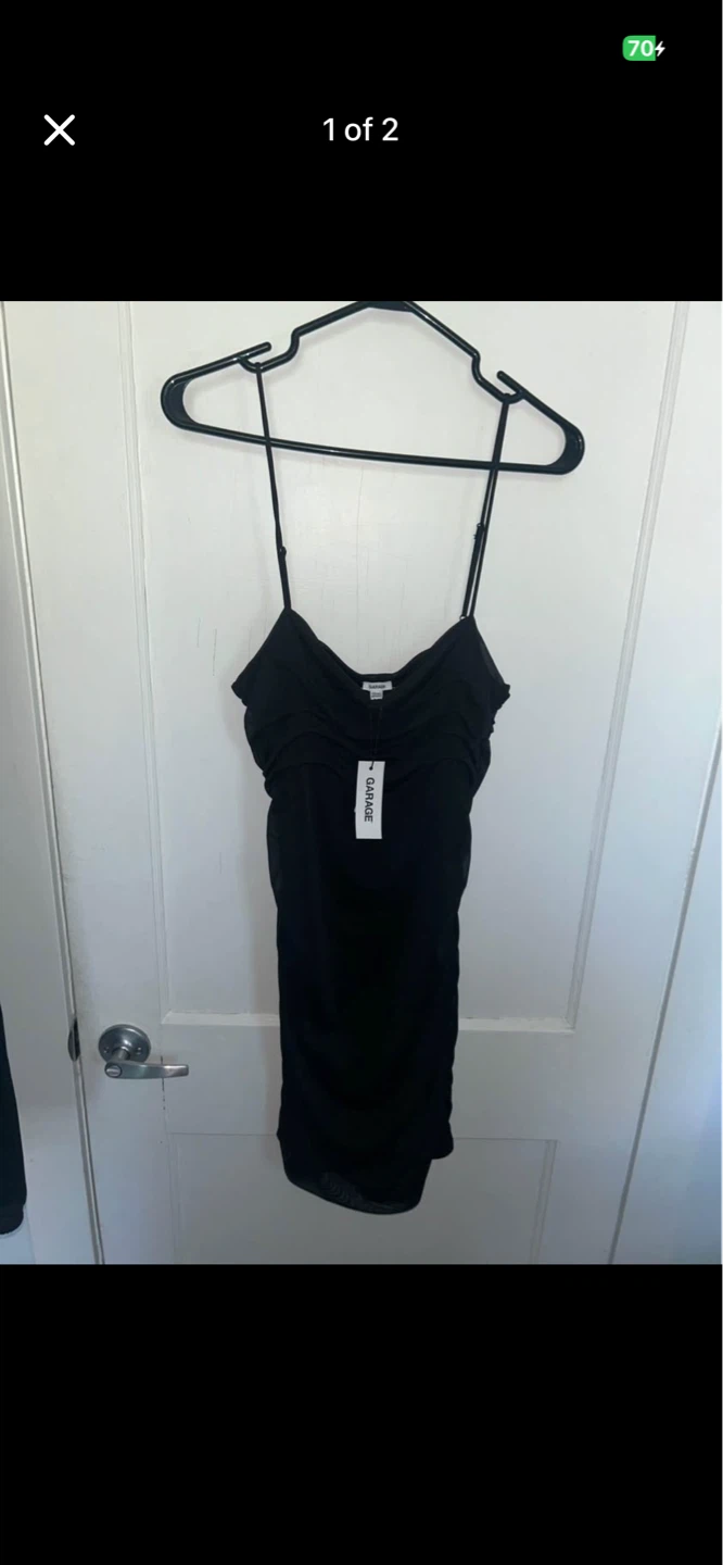 Garage Black Ruched Mini Dress