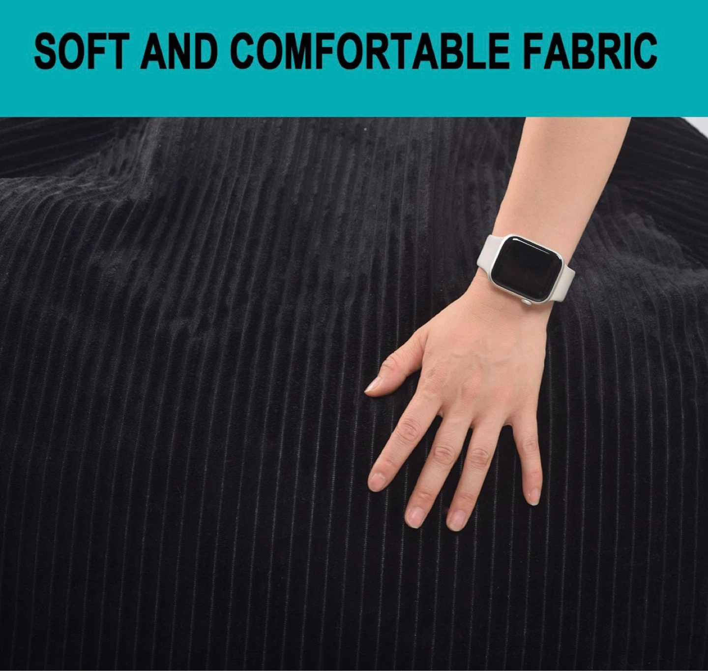 Black Corduroy Bean Bag Chair - photo 4