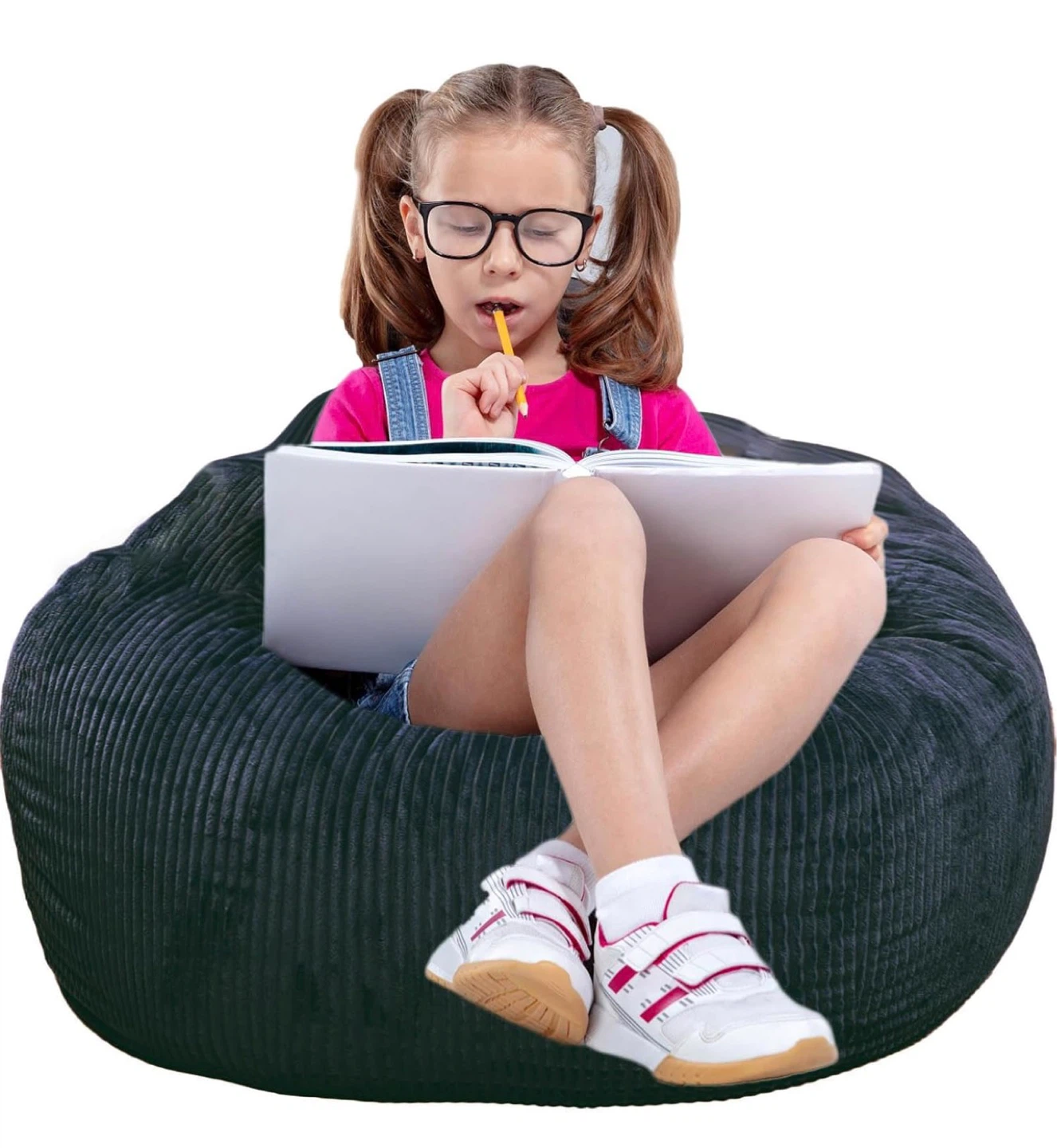 Black Corduroy Bean Bag Chair