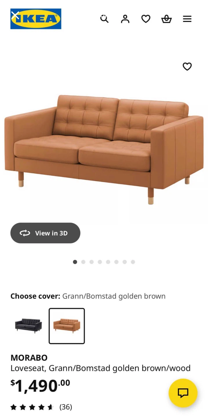 IKEA MORABO Loveseat - Golden Brown - photo 3