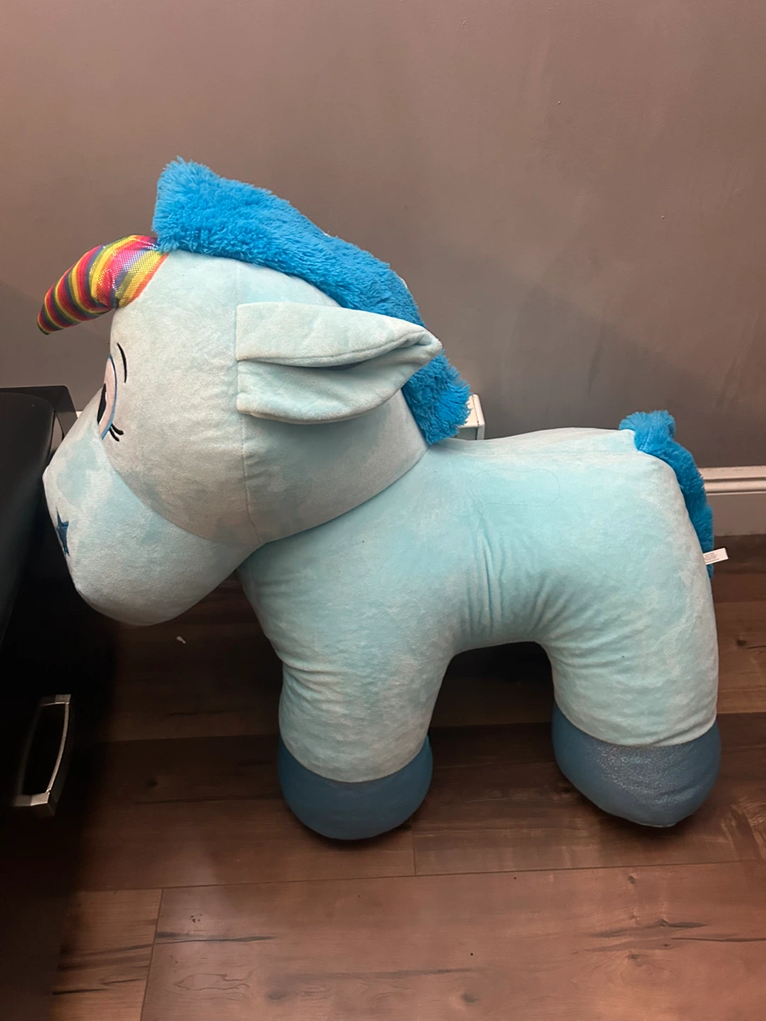 Large 3ft Light Blue Plush Unicorn Toy