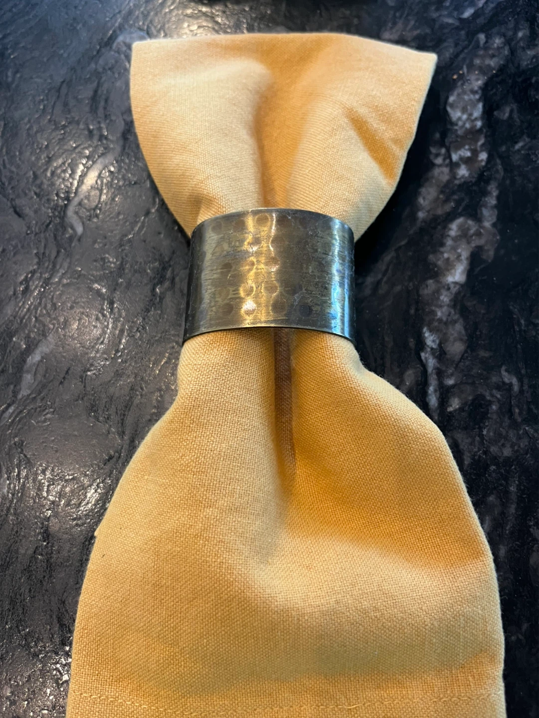 Set of 8 Hammered Metal Napkin Rings