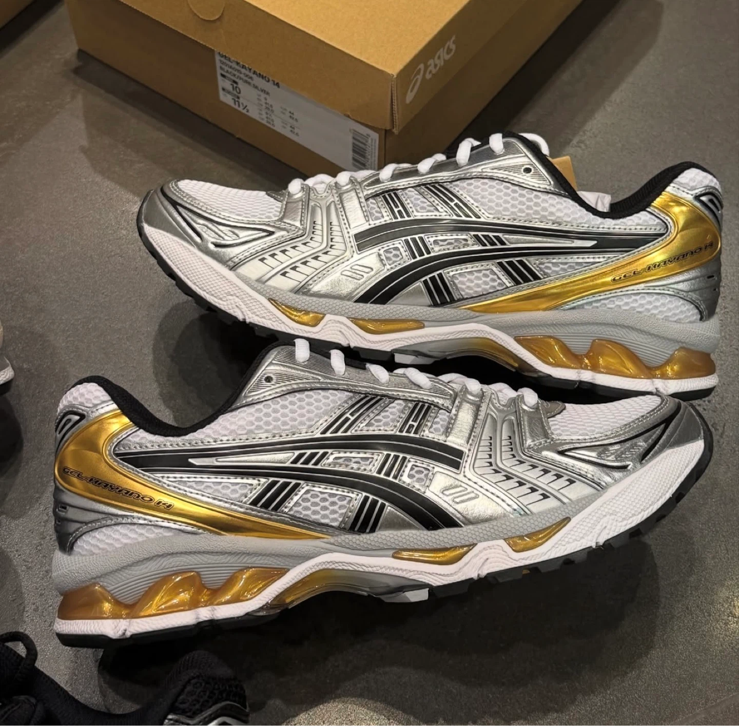 ASICS Gel-Kayano 14 Silver Gold Running Shoes - photo 2