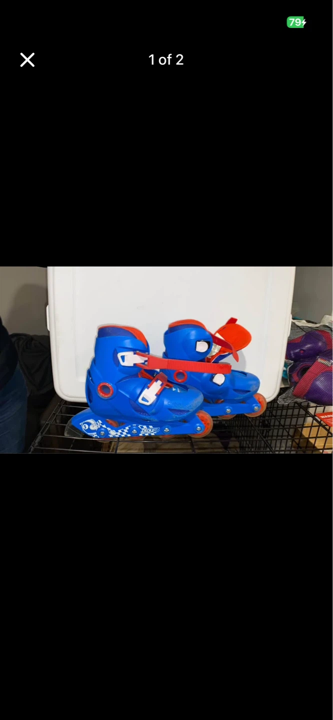 Kids Blue Rollerblades with Red Straps