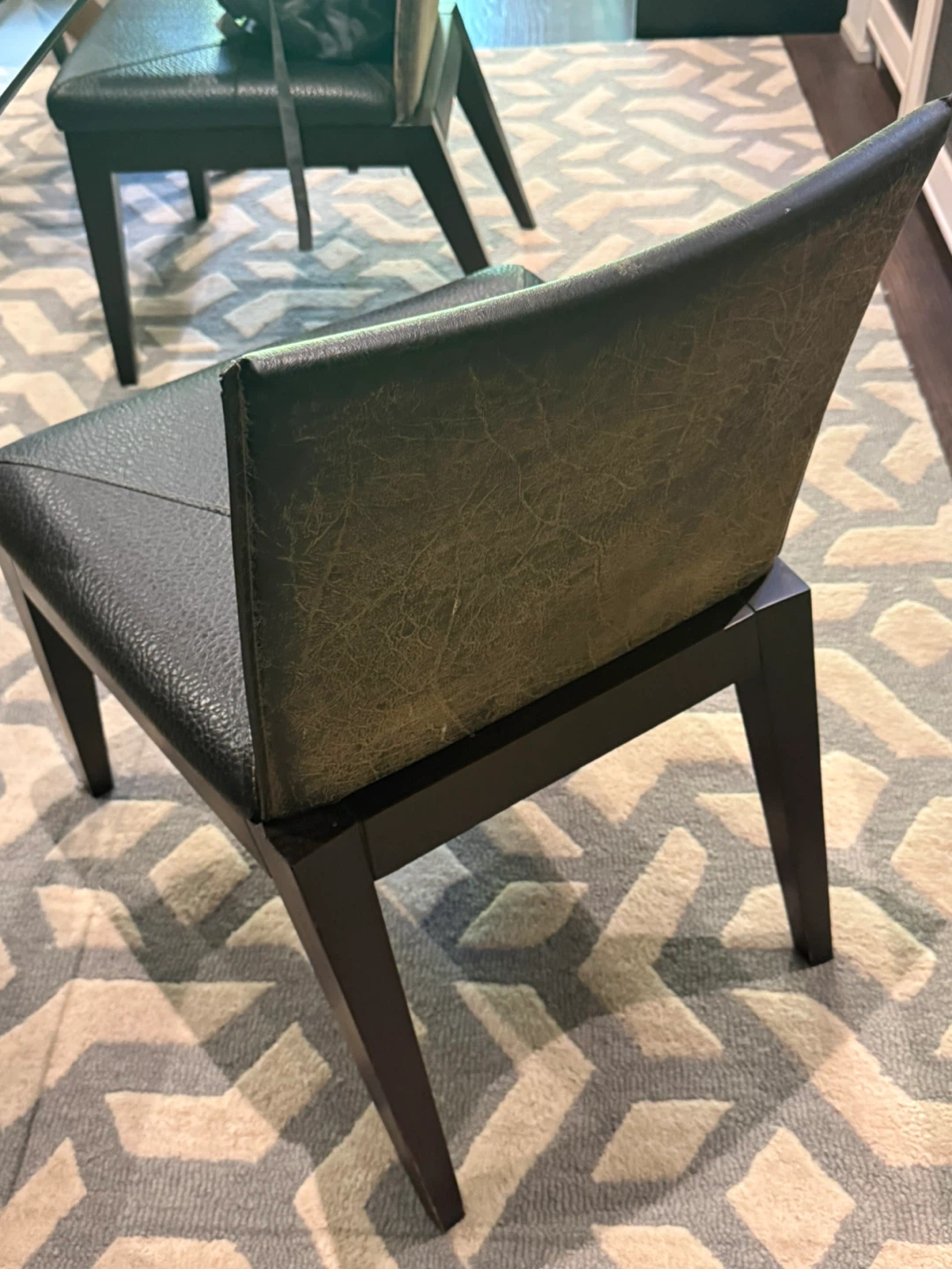 Six Black Leather Dining Chairs - photo 2
