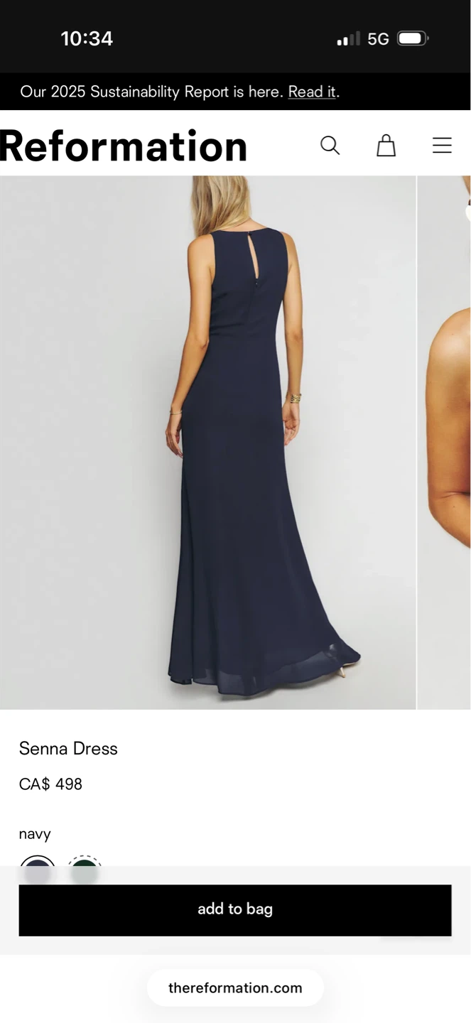 Reformation Senna Dress Navy Size 12 - photo 4