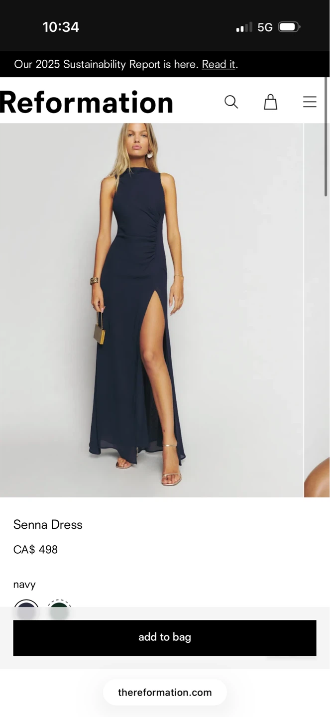 Reformation Senna Dress Navy Size 12 - photo 2