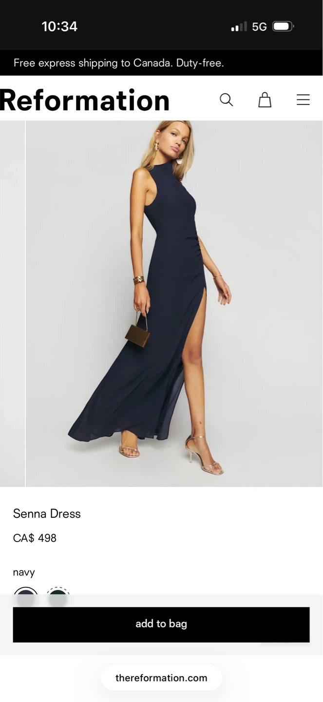 Reformation Senna Dress Navy Size 12