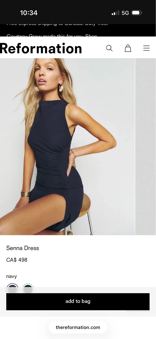 Reformation Senna Dress Navy Size 12 - photo 3