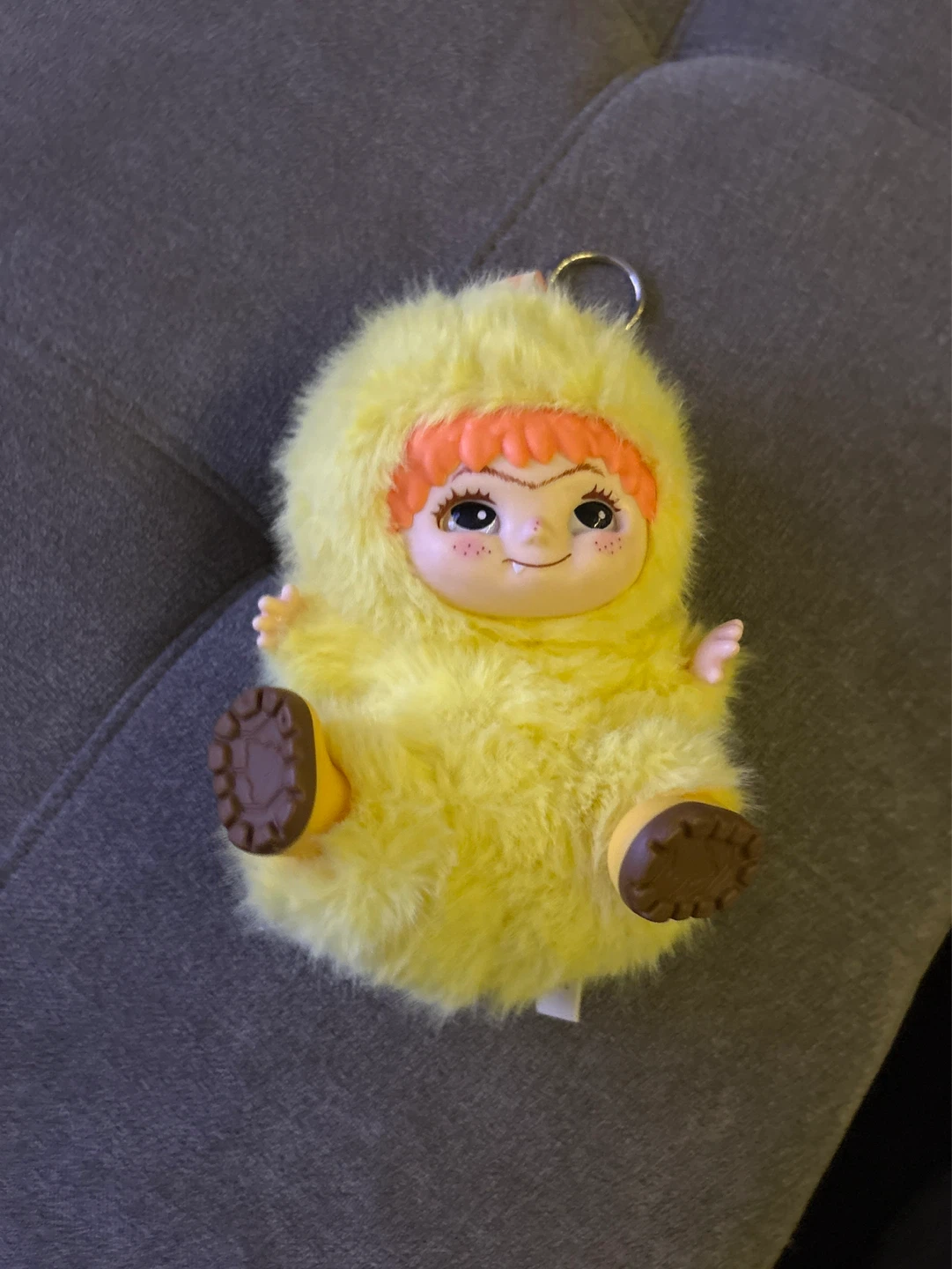 Yellow Fuzzy Plush Keychain Toy real plush