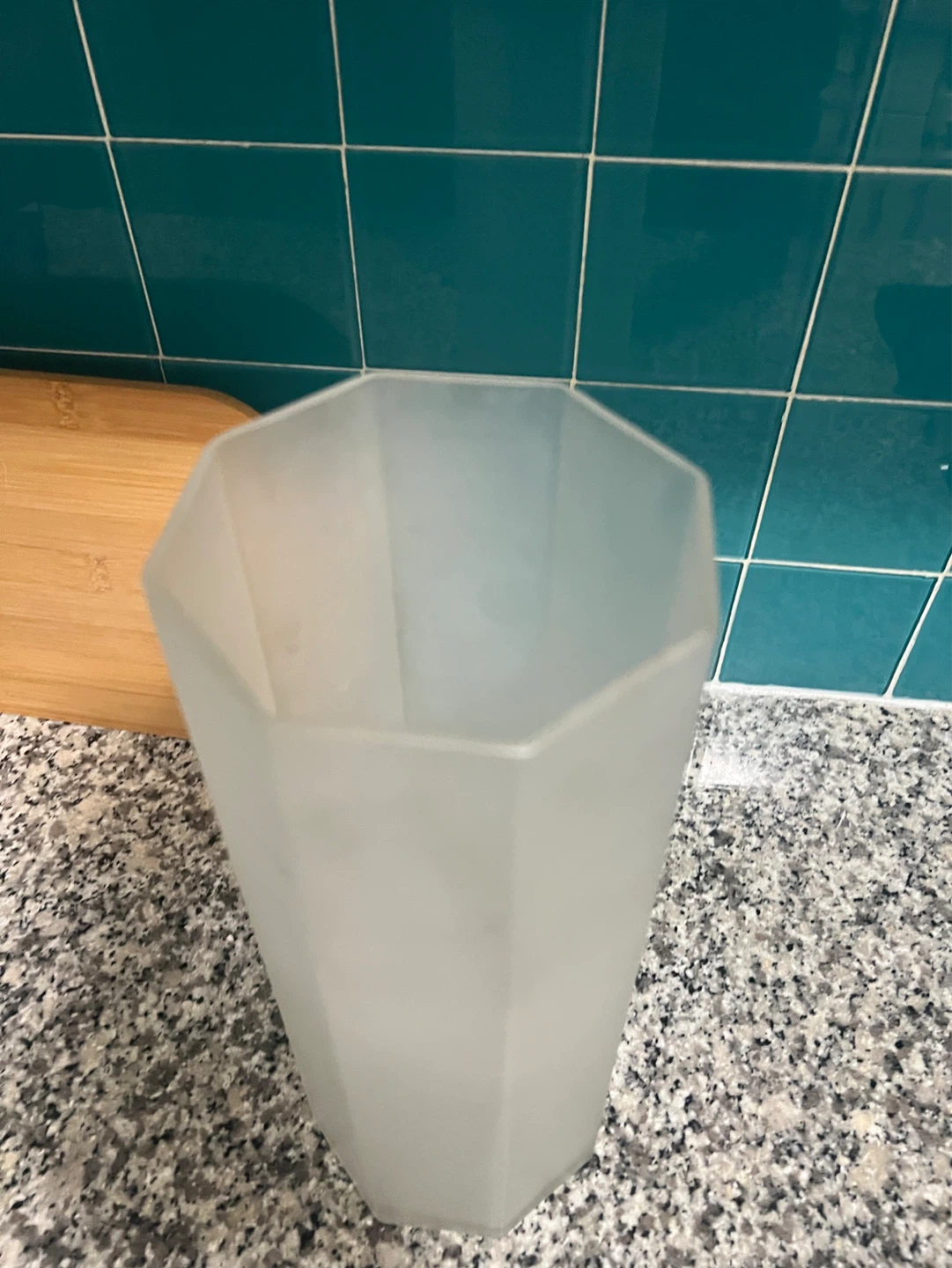 Unique 12"Tall Octagonal/ Geometric Frosted Glass Vase - photo 5