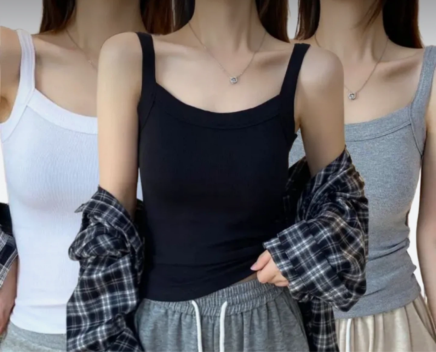 Sleeveless tops - Black, Grey, White