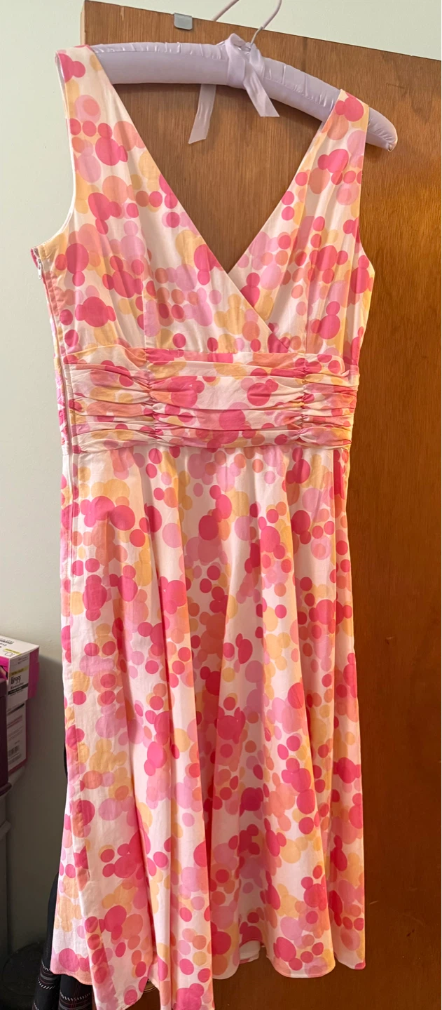 Maggy London Women's Pink Dot Print Dress Size 10 - photo 2