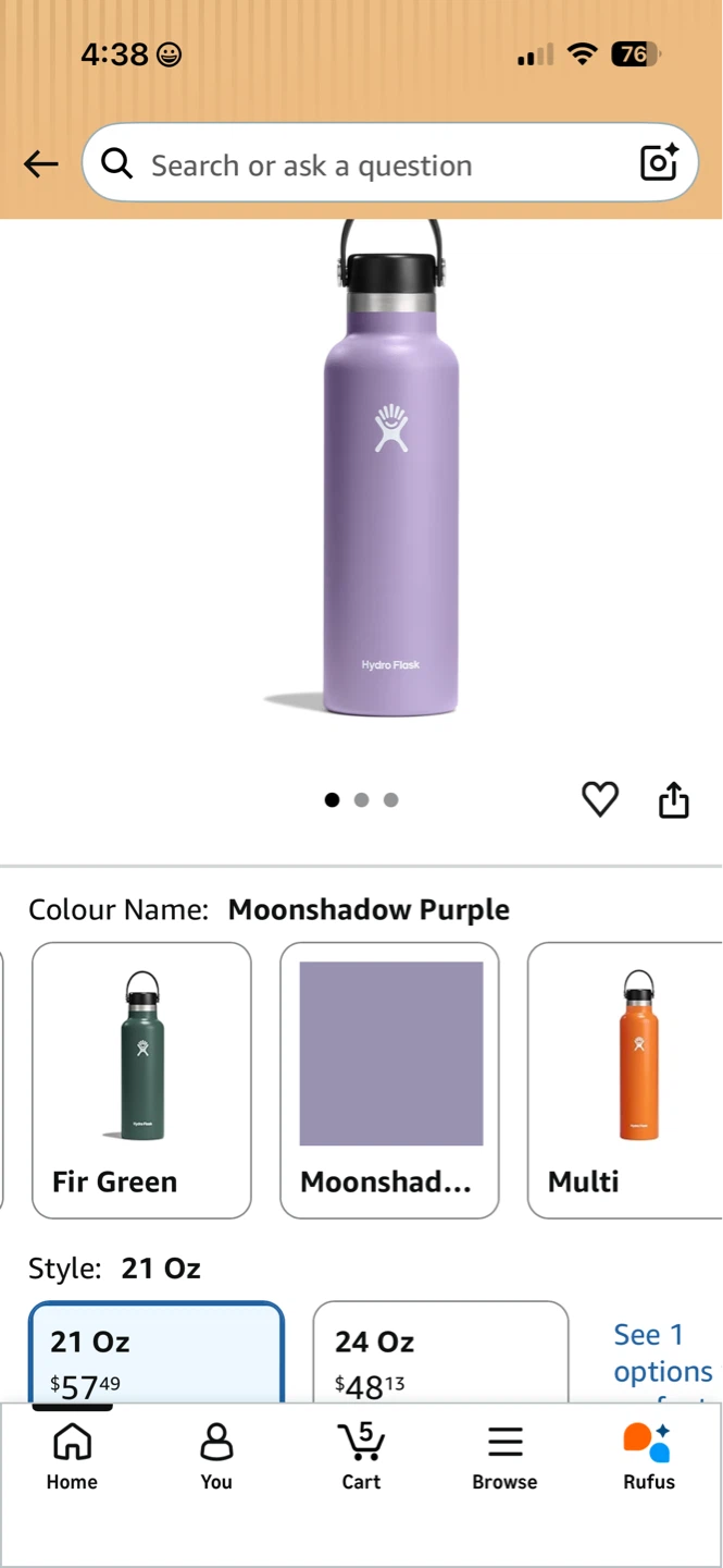 Hydro Flask 21 Oz Water Bottle - Moonshadow Purple