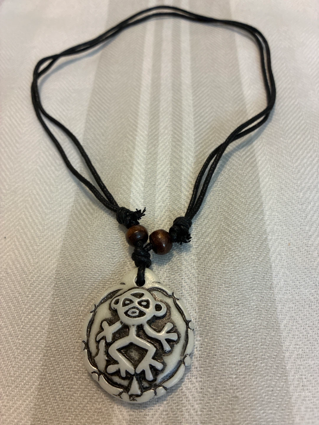 Tribal Monkey Pendant Necklace with Black Cord