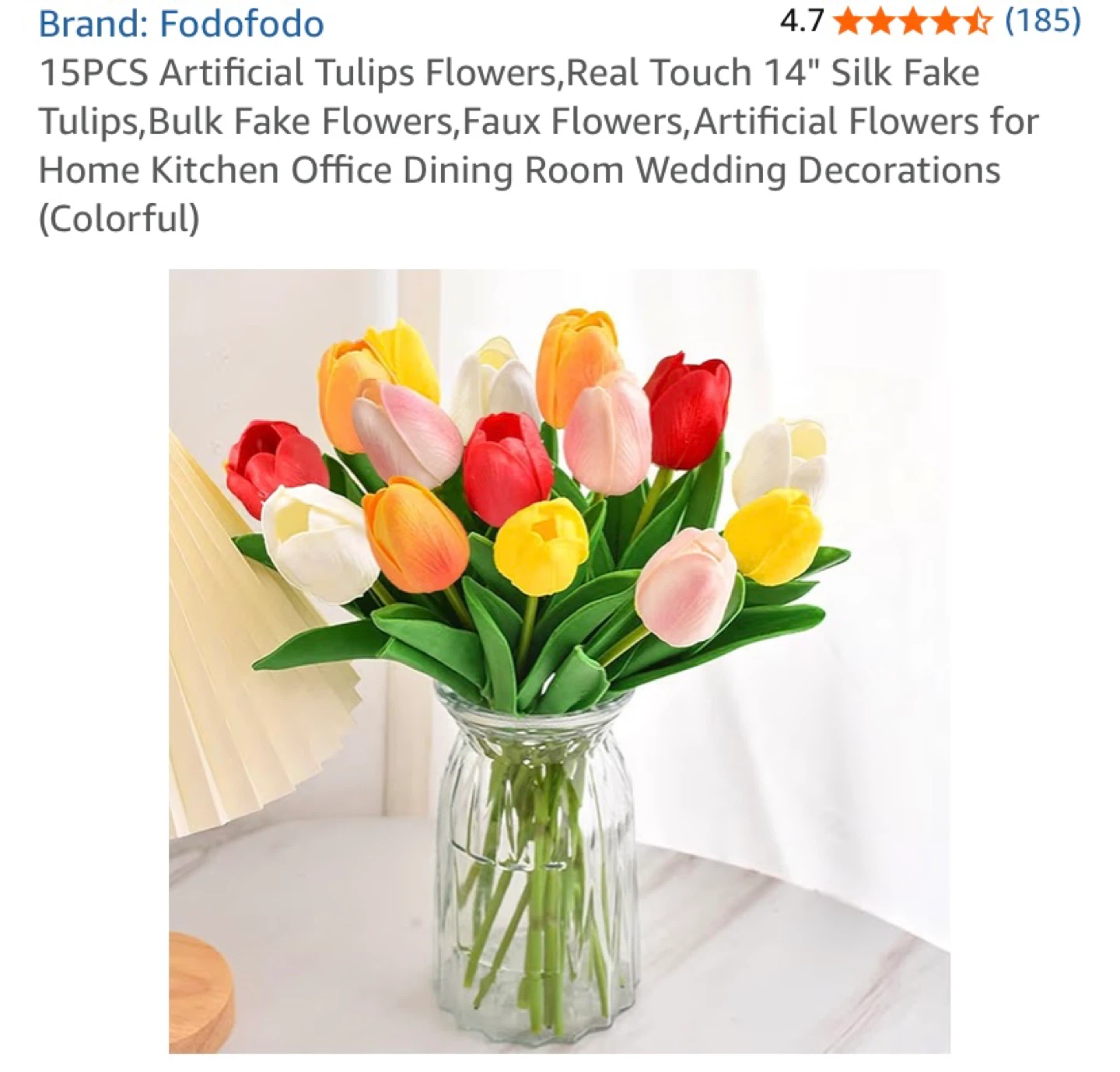 New 15PCS Artificial Tulips Flowers,Real Touch 14" Silk Tulips
