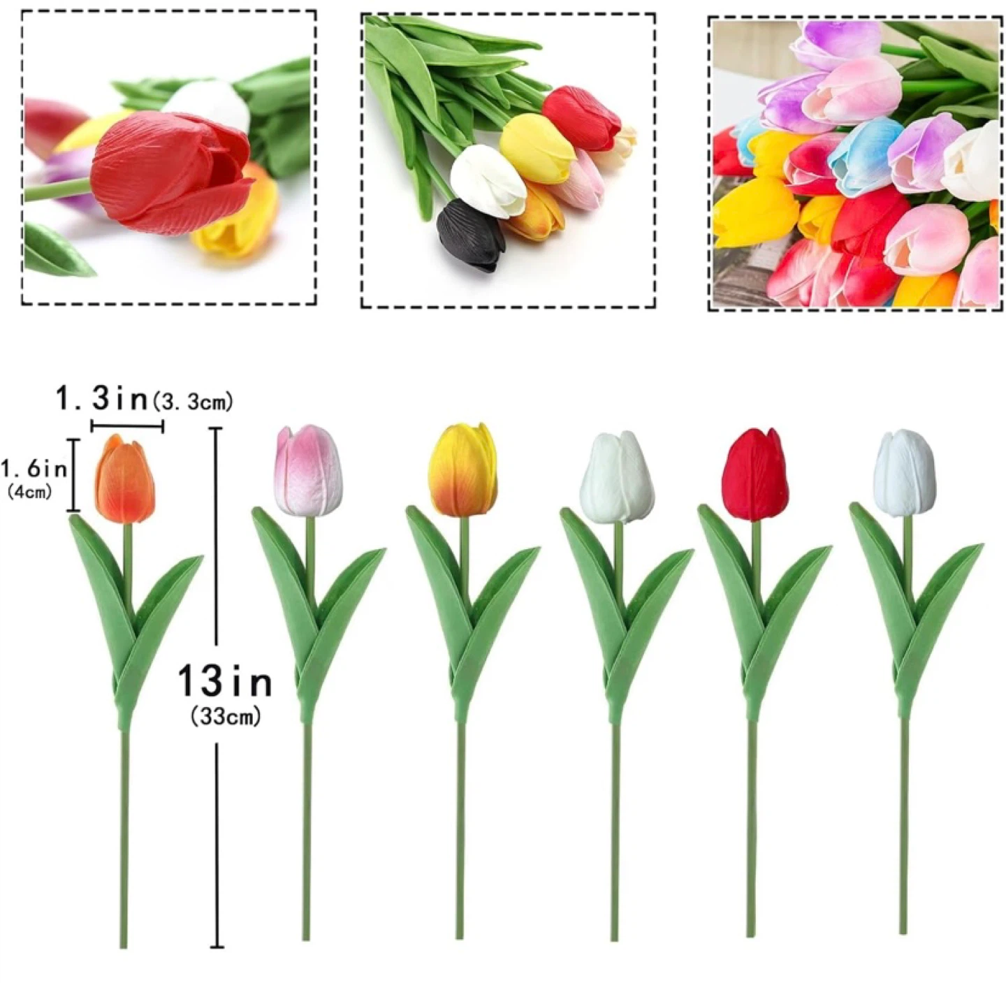 New 15PCS Artificial Tulips Flowers,Real Touch 14" Silk Tulips - photo 2
