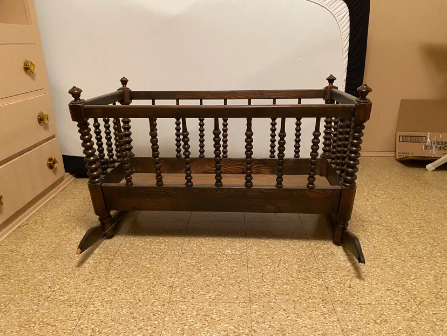 Antique Wooden Bassinet Cradle
