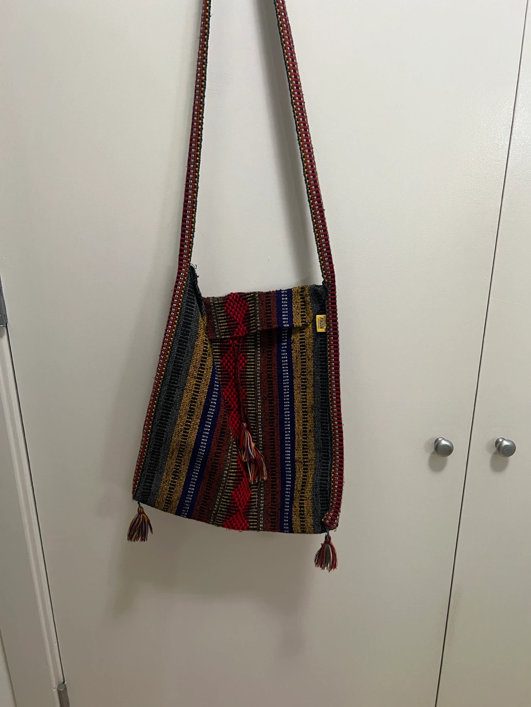 Boho Woven Crossbody Bag with Tassels