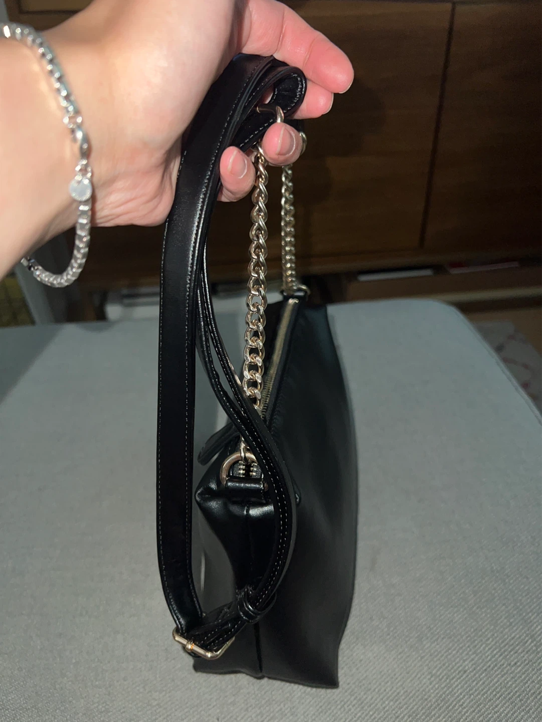 Aldo Black Faux Leather Shoulder Bag with Chain Strap - photo 5