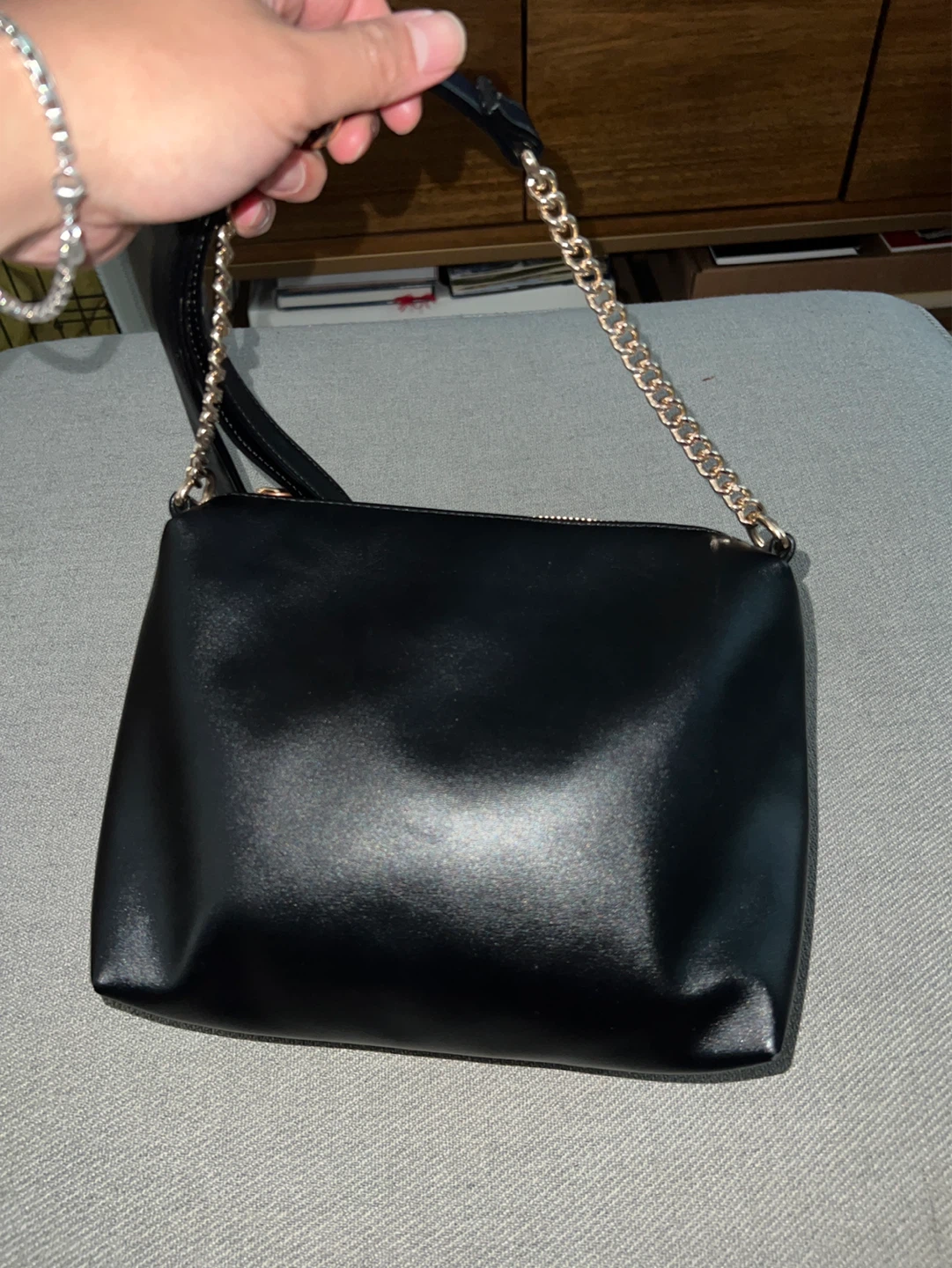 Aldo Black Faux Leather Shoulder Bag with Chain Strap - photo 4