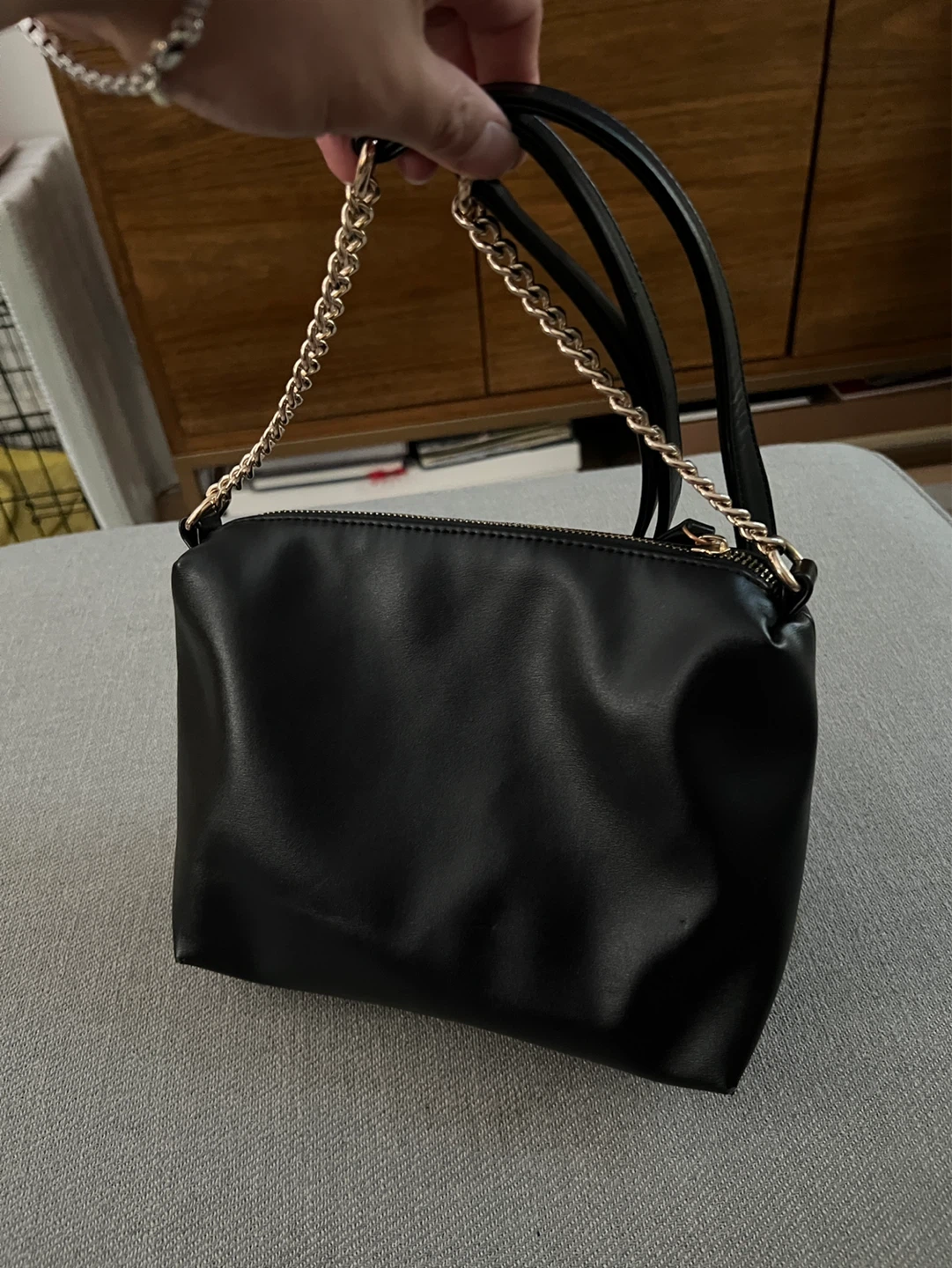Aldo Black Faux Leather Shoulder Bag with Chain Strap - photo 2