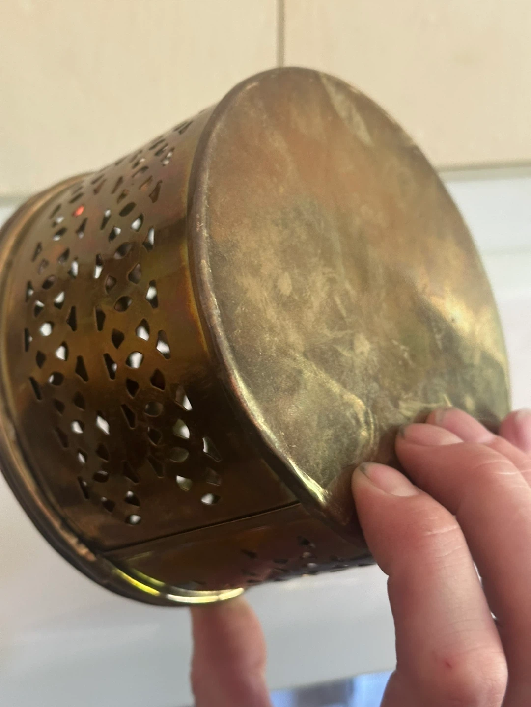 Vintage Brass Trinket Powder  Dresser Box Artichoke Lid 3Tx5D - photo 3