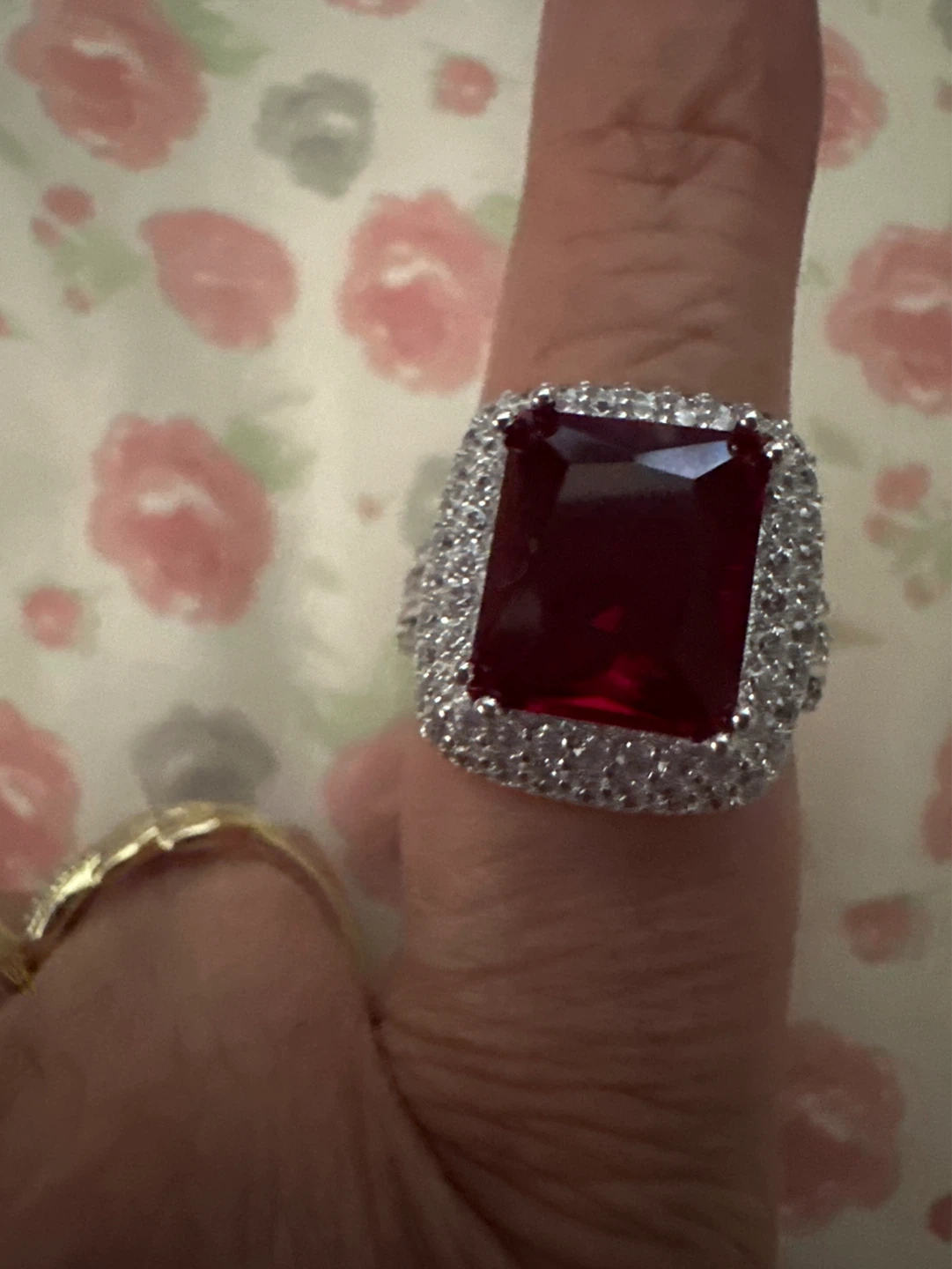 Women's Silver Tone Ring with Red Stone - photo 5