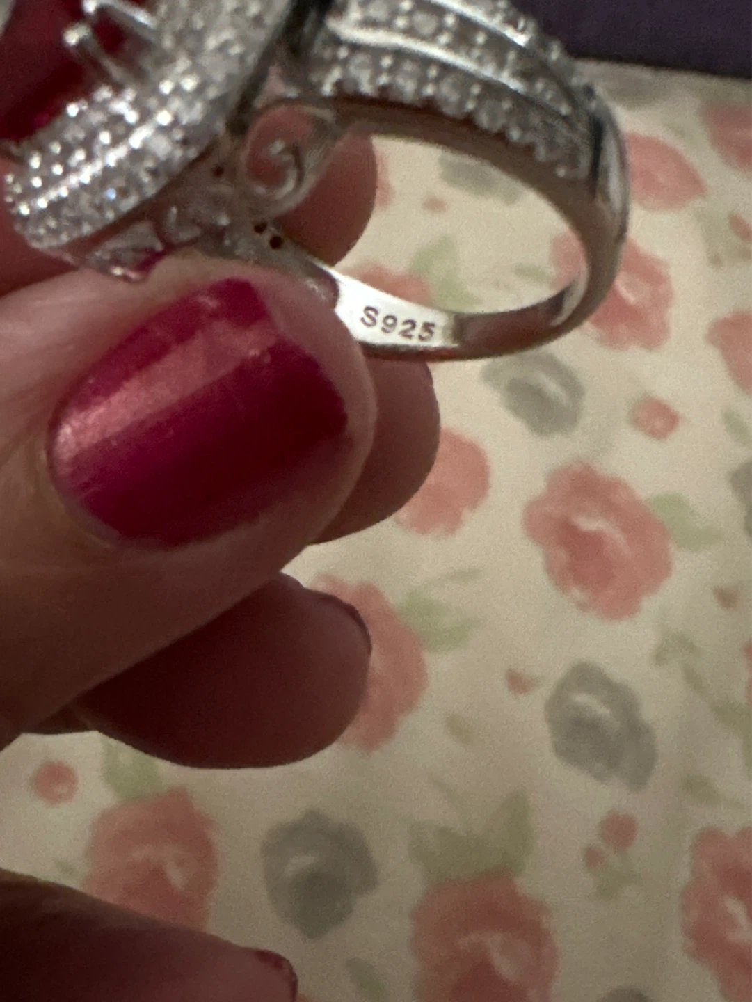 Women's Silver Tone Ring with Red Stone - photo 3