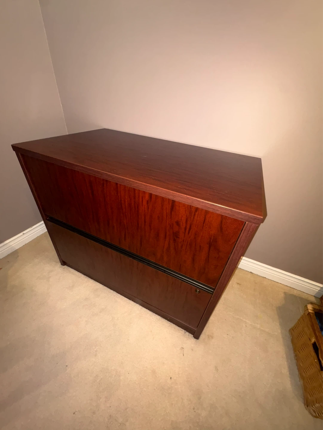 L-Shaped Desk with Matching Filing Cabinet - photo 2