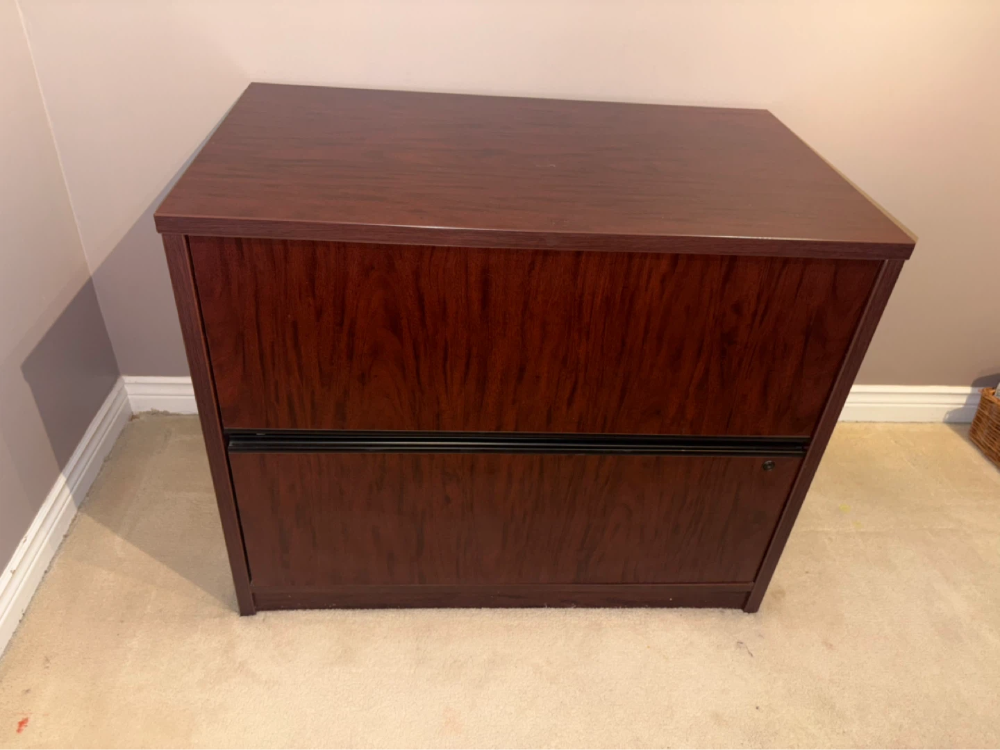 L-Shaped Desk with Matching Filing Cabinet - photo 4