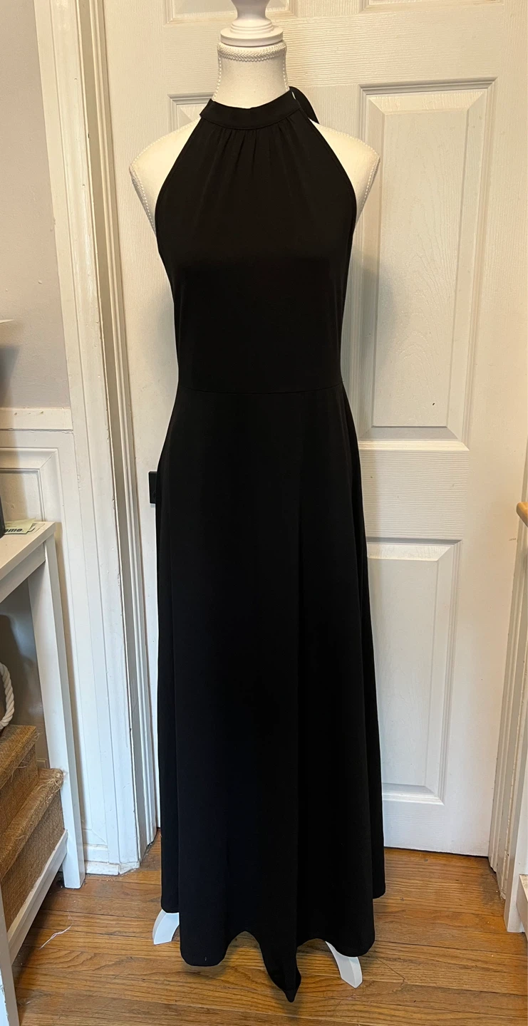 New Black Halter Neck Maxi Dress- L-XL
