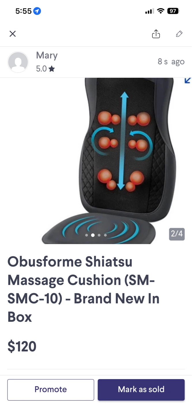 Obusforme Shiatsu Massage Cushion with Heat - photo 2