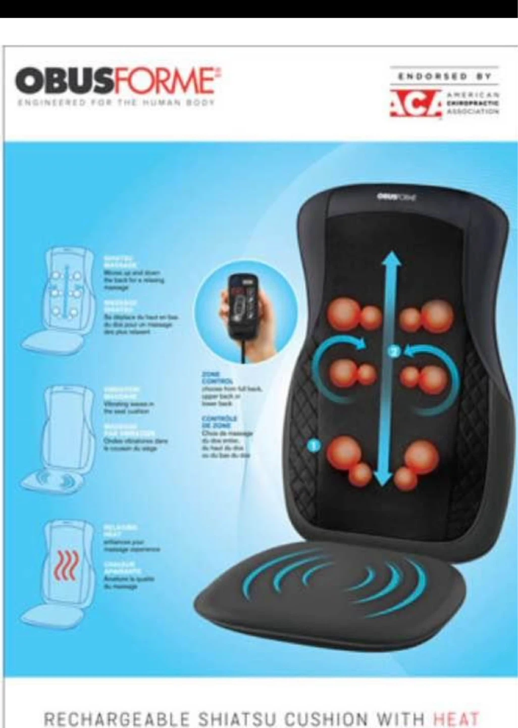 Obusforme Shiatsu Massage Cushion with Heat