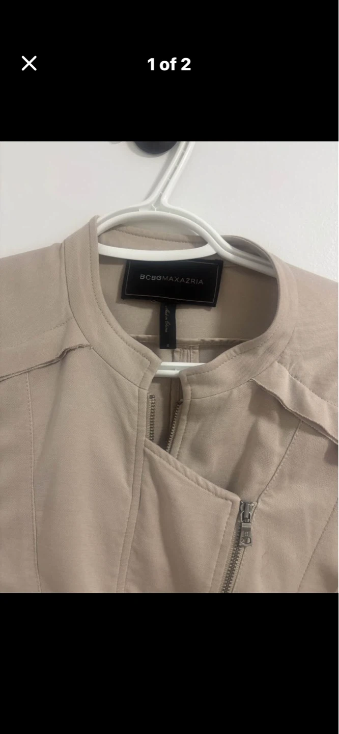 BCBGMAXAZRIA Taupe Asymmetrical Zip Jacket