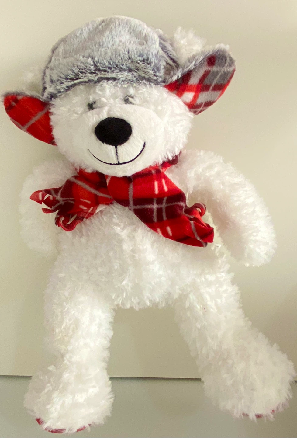 White Teddy Bear with Hat and Scarf - photo 2