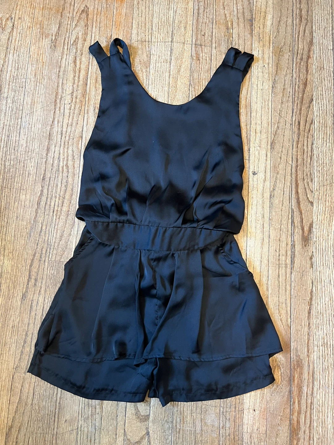 New- Black satin Romper - Medium