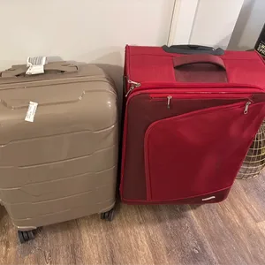 2-piece Luggage Set - Red & Tan Suitcases