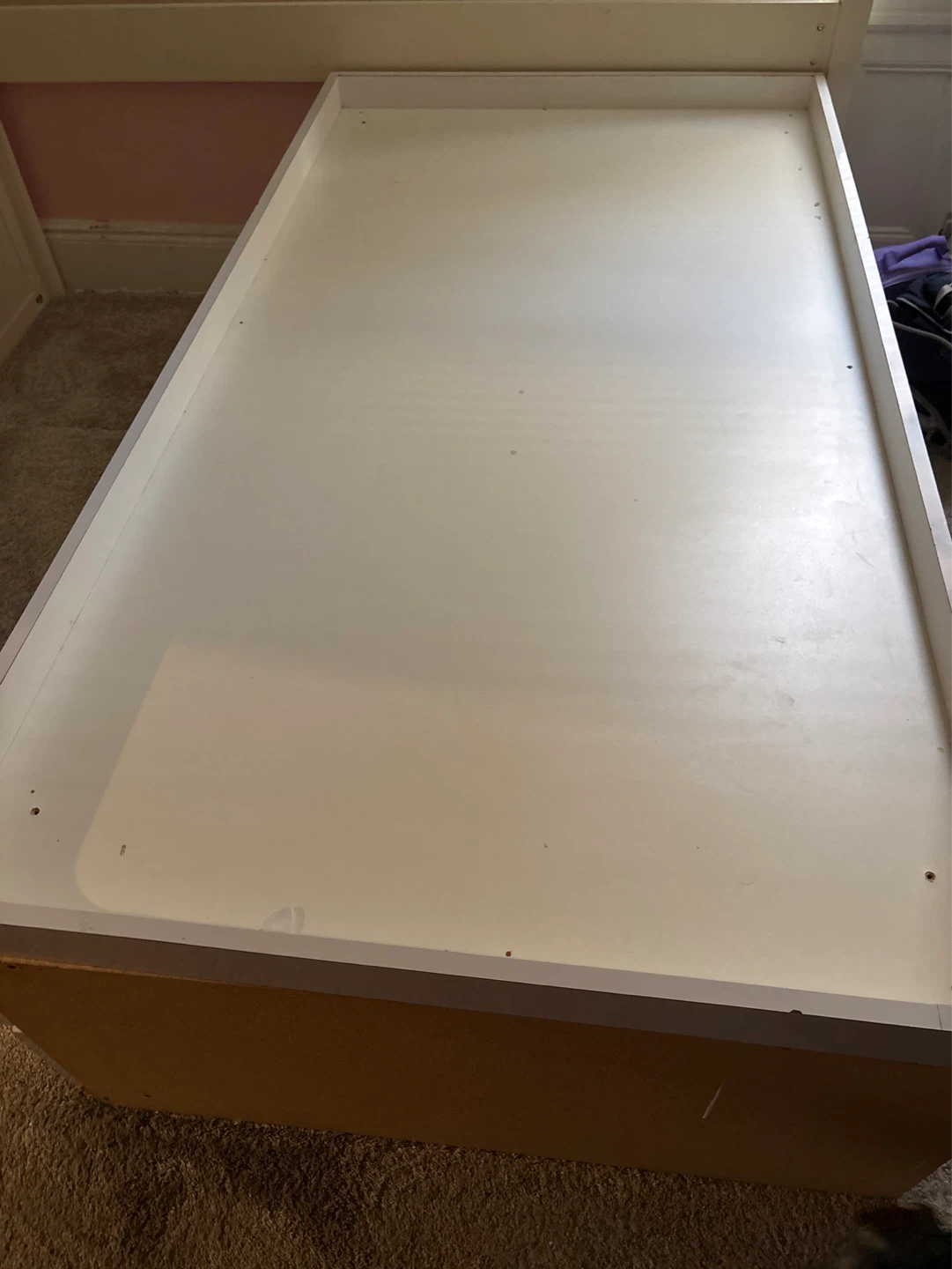 White Twin Bed Frame with Storage Drawers