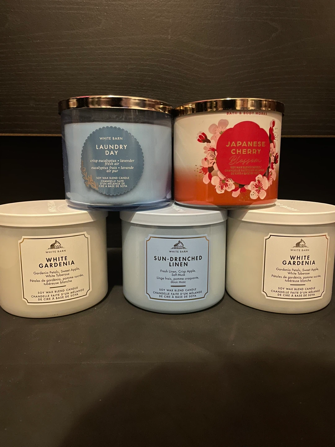 Bath & Body Works White Barn Soy Wax Blend Candles (Set of 5)