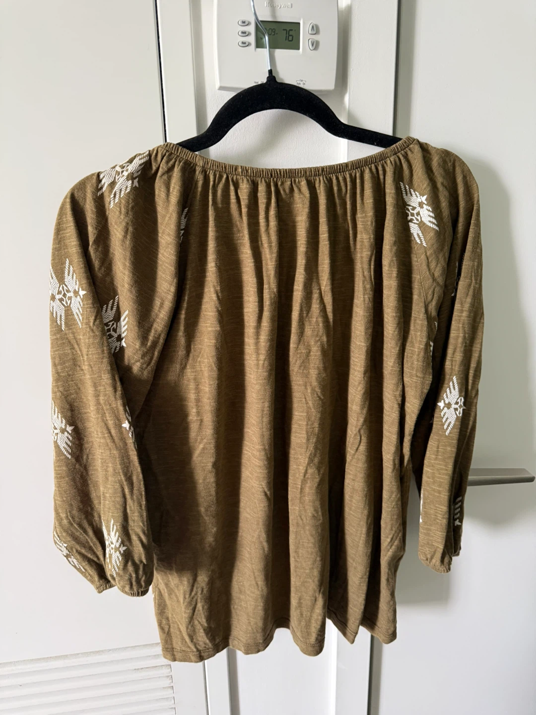 Brown embroidered peasant blouse with tassels size M - photo 3