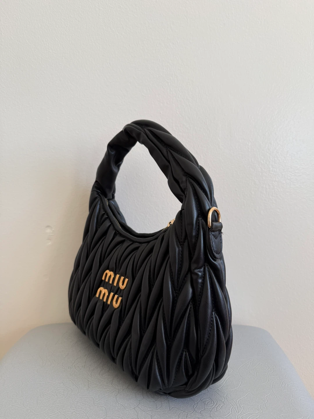Miu Miu Black Quilted Leather Hobo Bag - photo 2