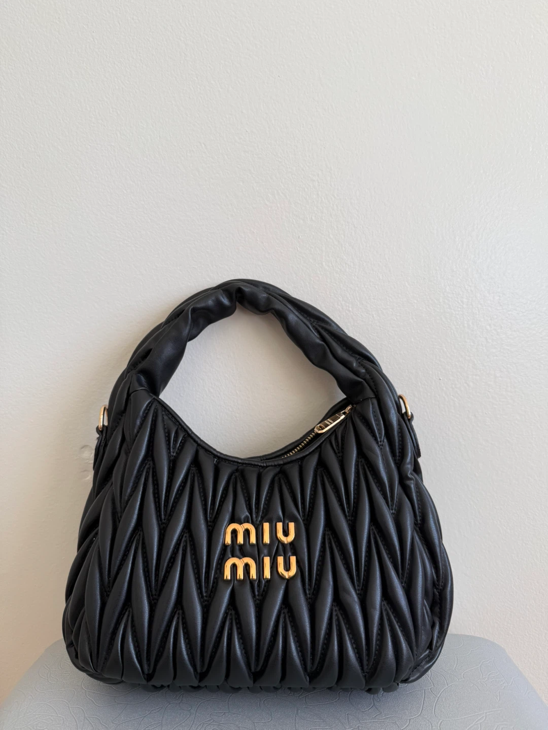 Miu Miu Black Quilted Leather Hobo Bag