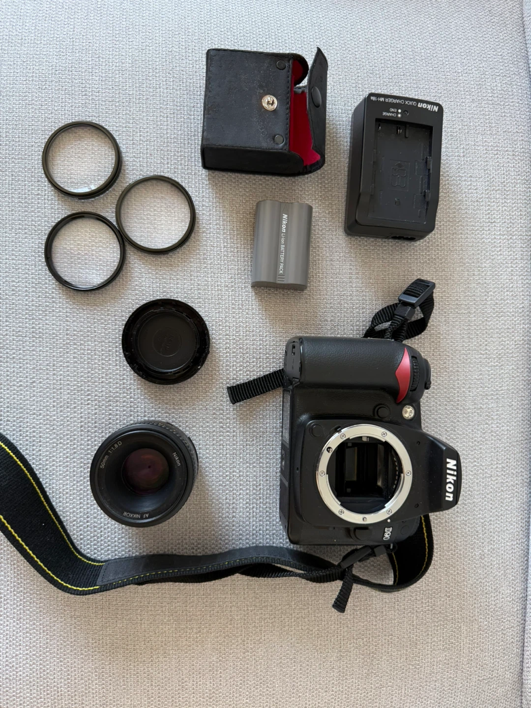 Nikon D90 DSLR Camera with 50mm f/1.8D Lens and Accessories