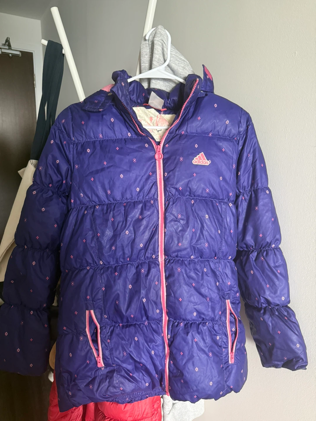 Purple Adidas Puffer Jacket - Size small
