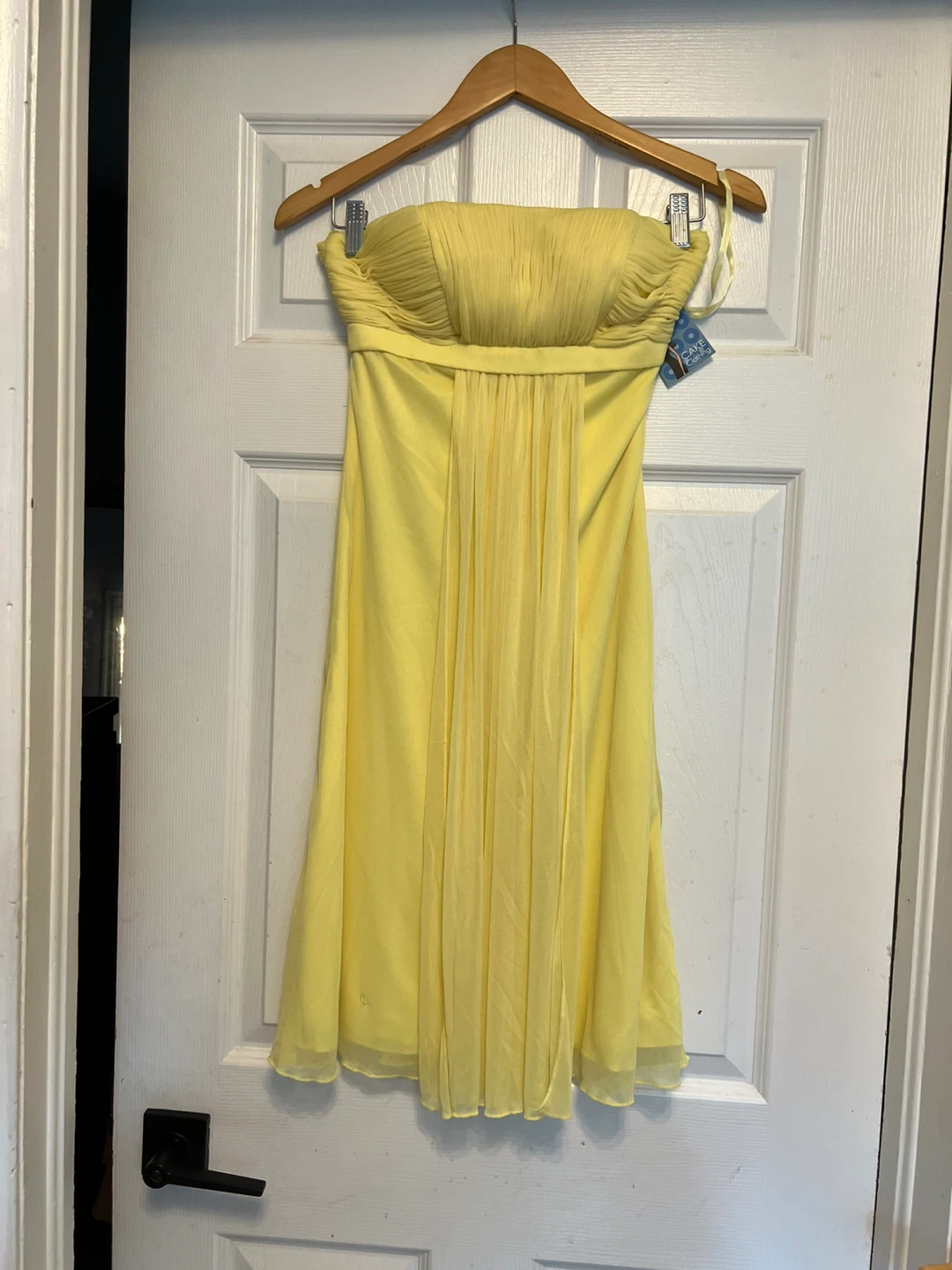Strapless Chiffon Party Dress - Yellow