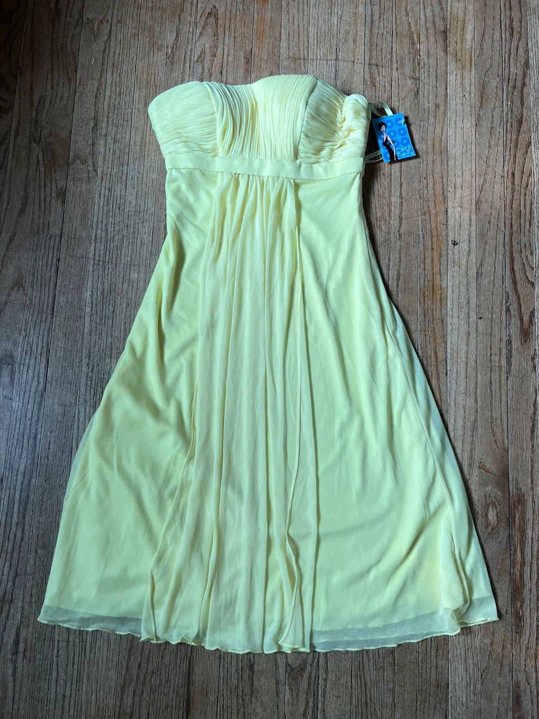 Strapless Chiffon Party Dress - Yellow - photo 2