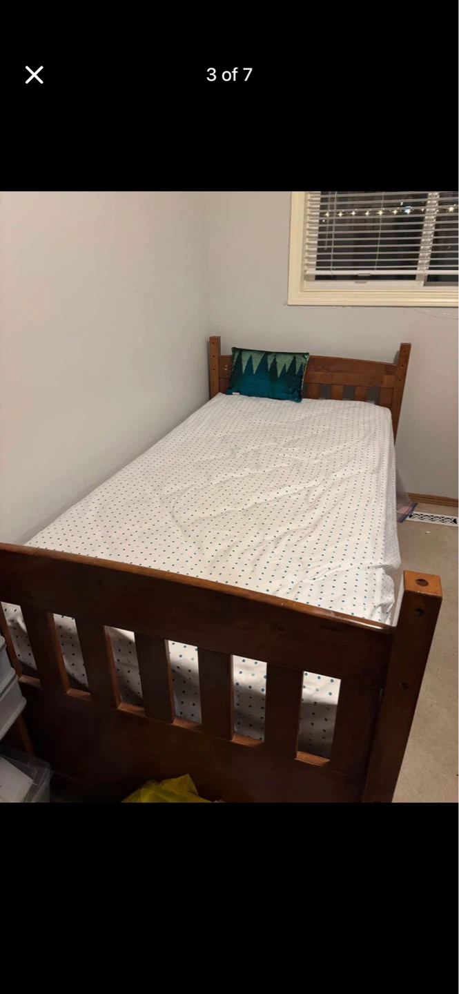 2 Wooden single Bed Frame with slats - photo 2