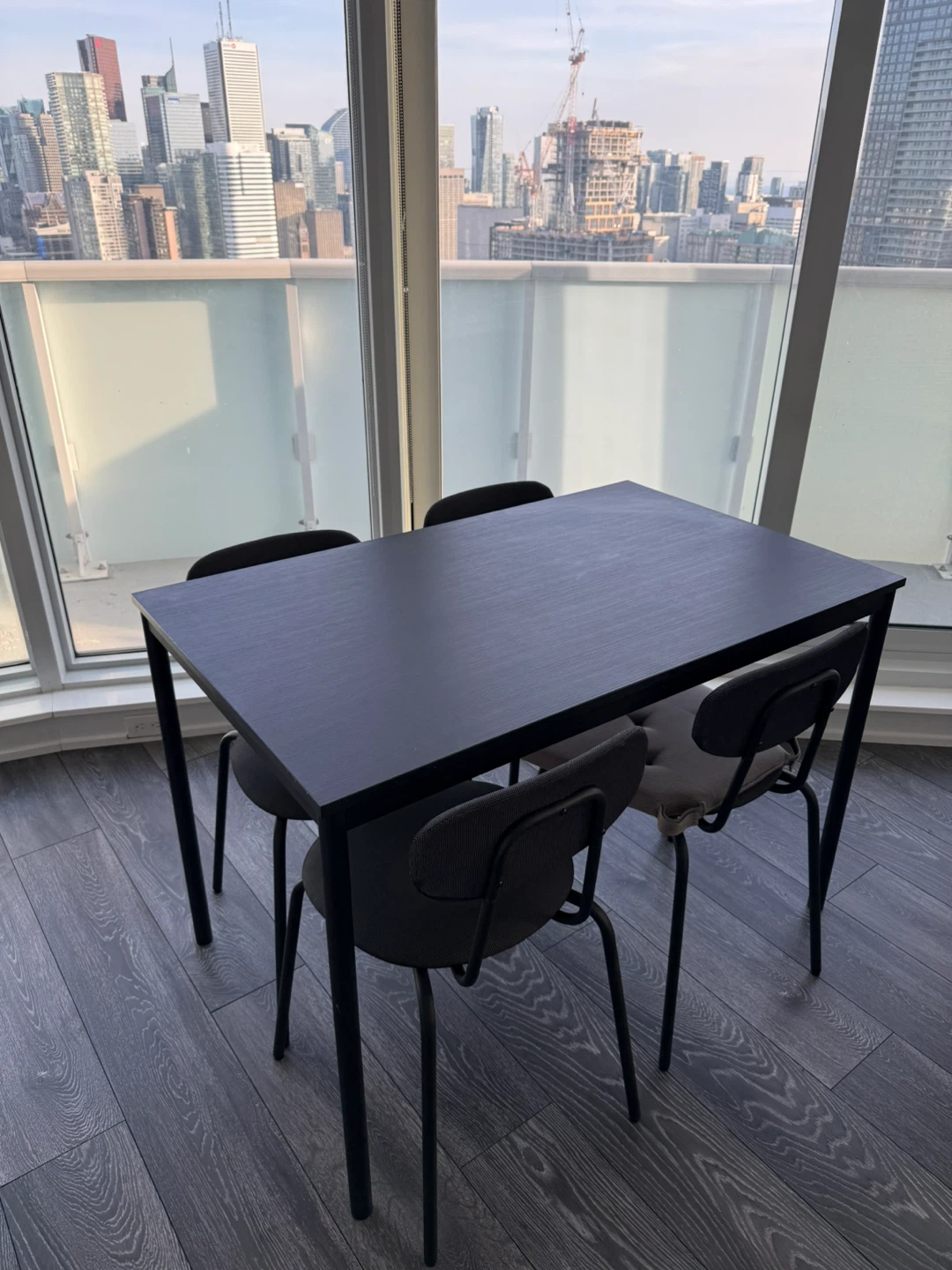 Black Dining Table Set with 4 Chairs