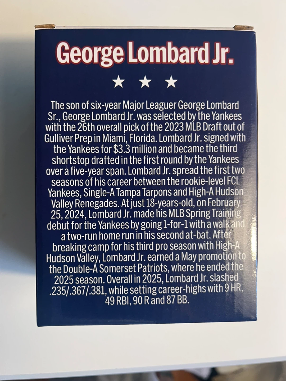 Somerset Patriots George Lombard Jr. Bobblehead - photo 4